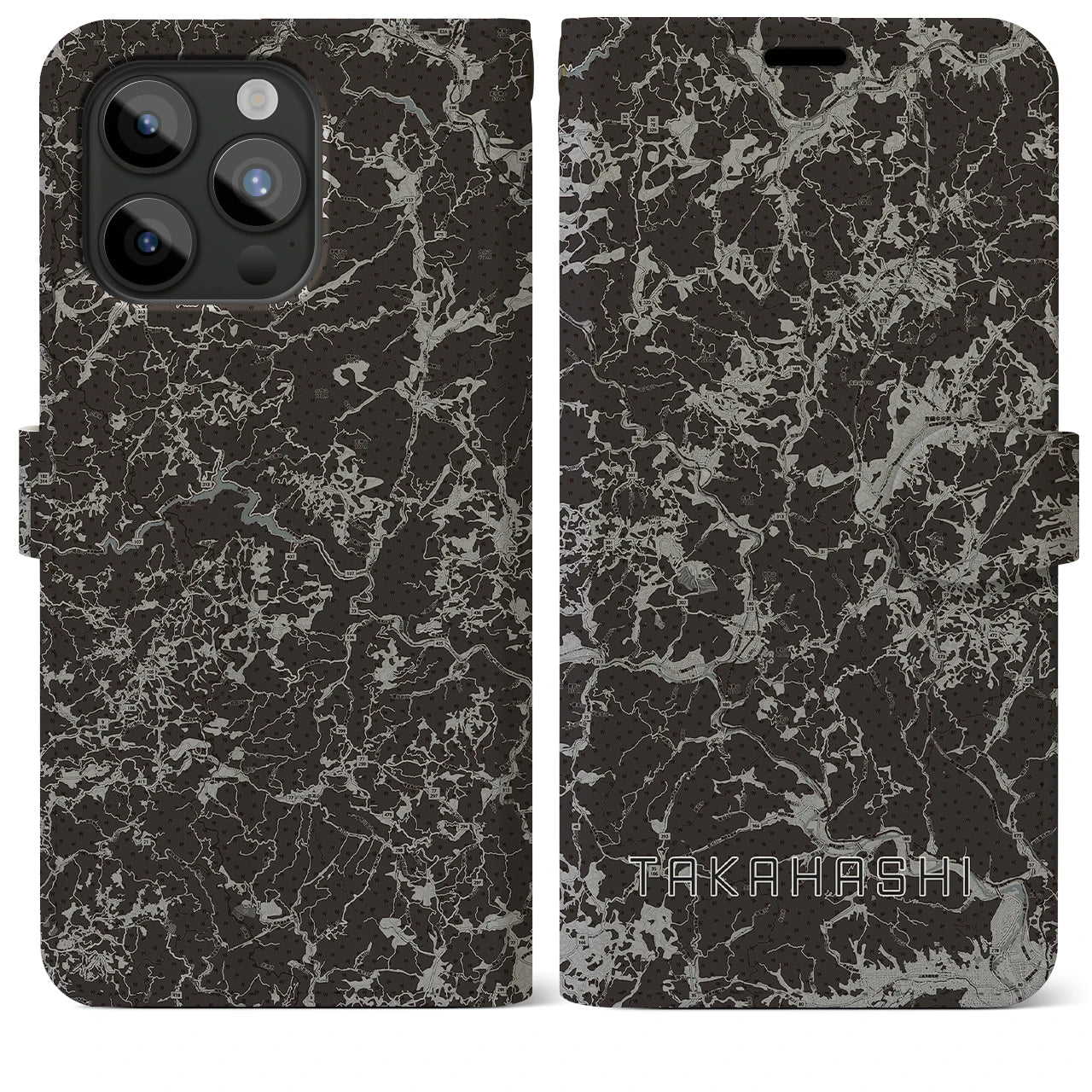 【高梁(岡山県)】地図柄iPhoneケース(手帳タイプ)