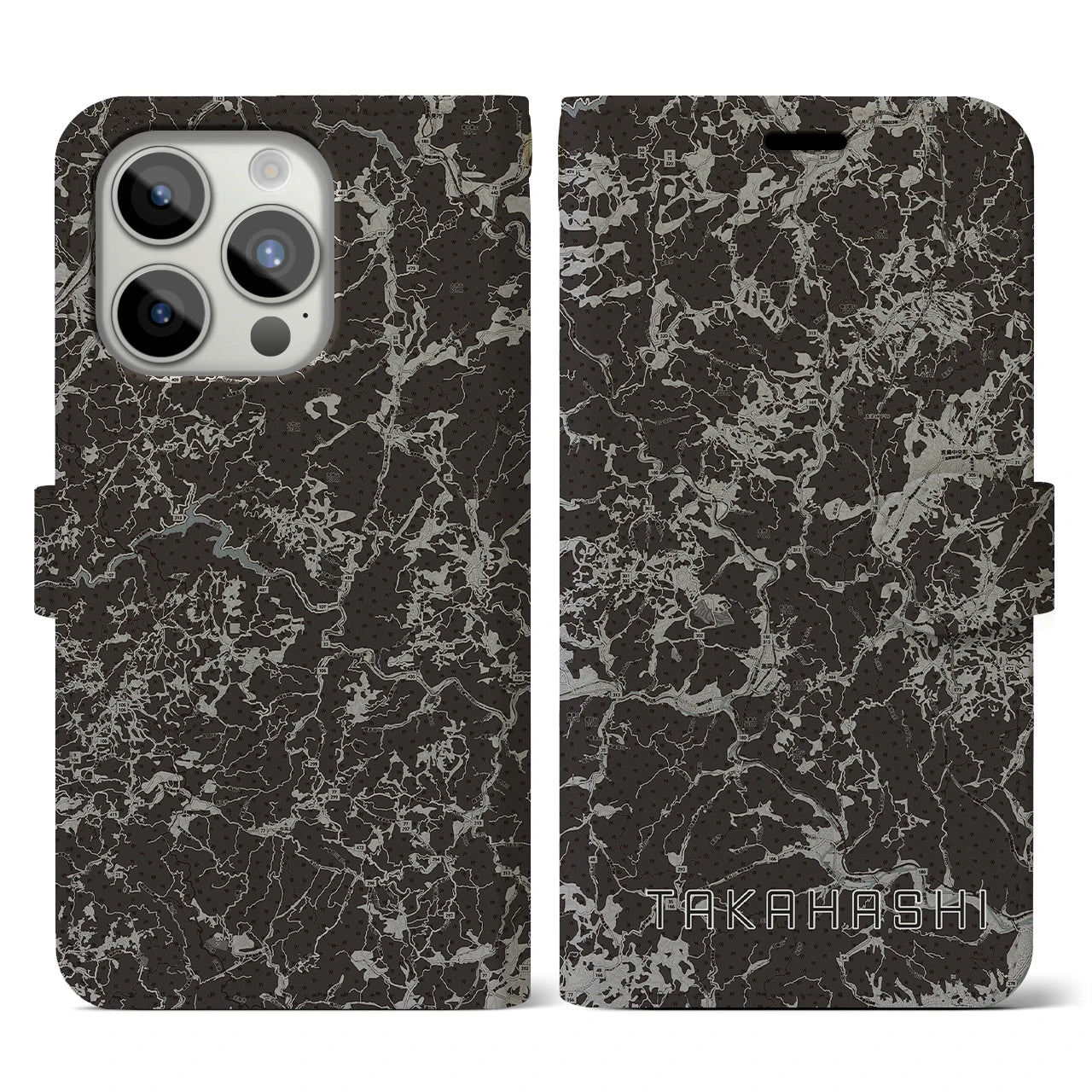 【高梁(岡山県)】地図柄iPhoneケース(手帳タイプ)