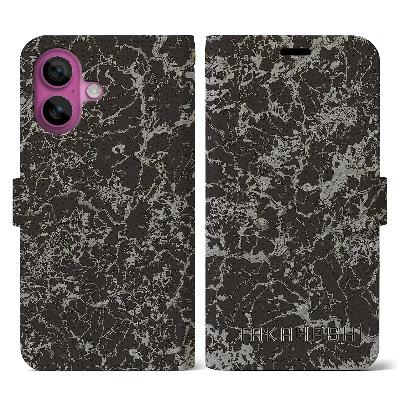 【高梁(岡山県)】地図柄iPhoneケース(手帳タイプ)