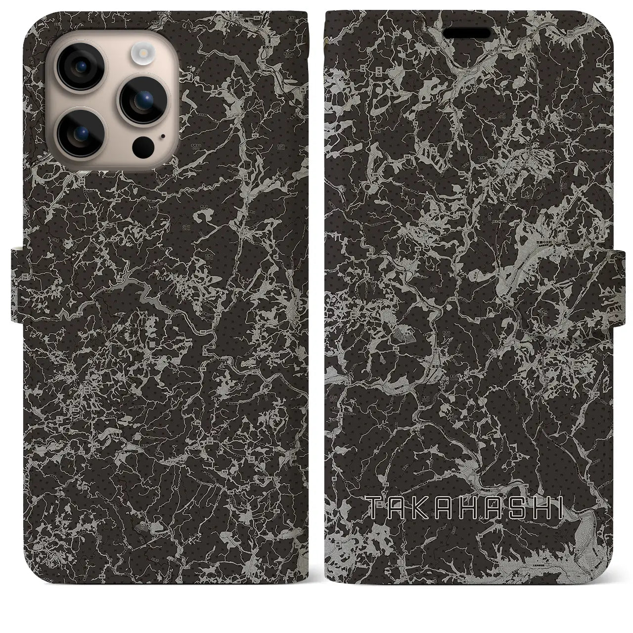 【高梁(岡山県)】地図柄iPhoneケース(手帳タイプ)