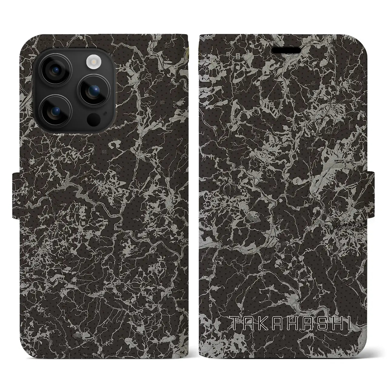 【高梁(岡山県)】地図柄iPhoneケース(手帳タイプ)