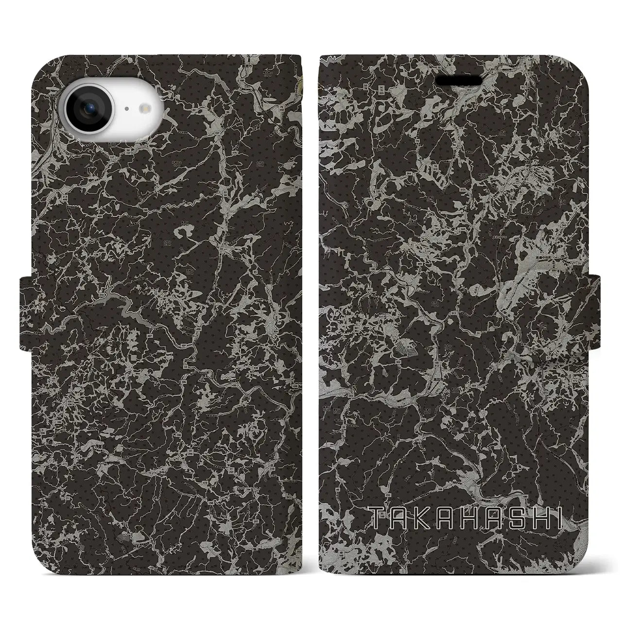 【高梁(岡山県)】地図柄iPhoneケース(手帳タイプ)