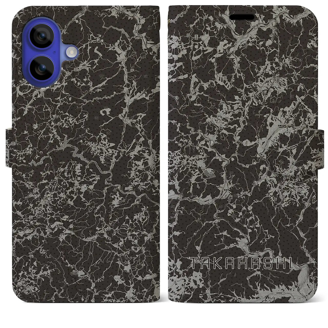 【高梁(岡山県)】地図柄iPhoneケース(手帳タイプ)