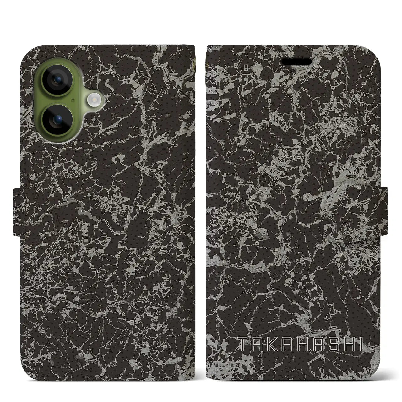 【高梁(岡山県)】地図柄iPhoneケース(手帳タイプ)