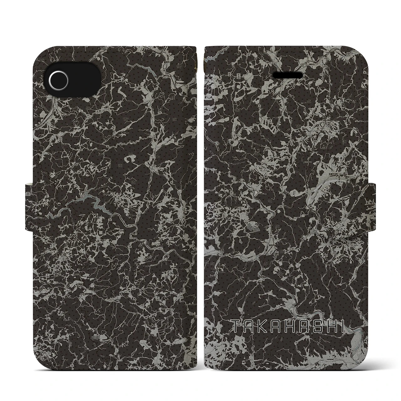 【高梁(岡山県)】地図柄iPhoneケース(手帳タイプ)