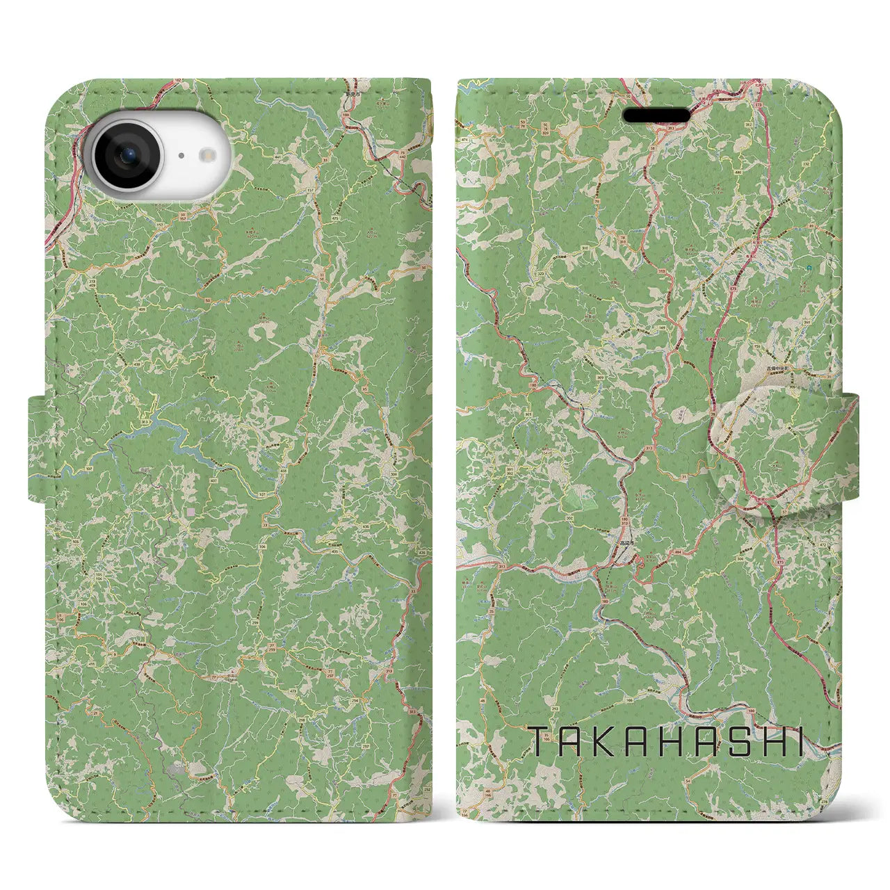 【高梁(岡山県)】地図柄iPhoneケース(手帳タイプ)