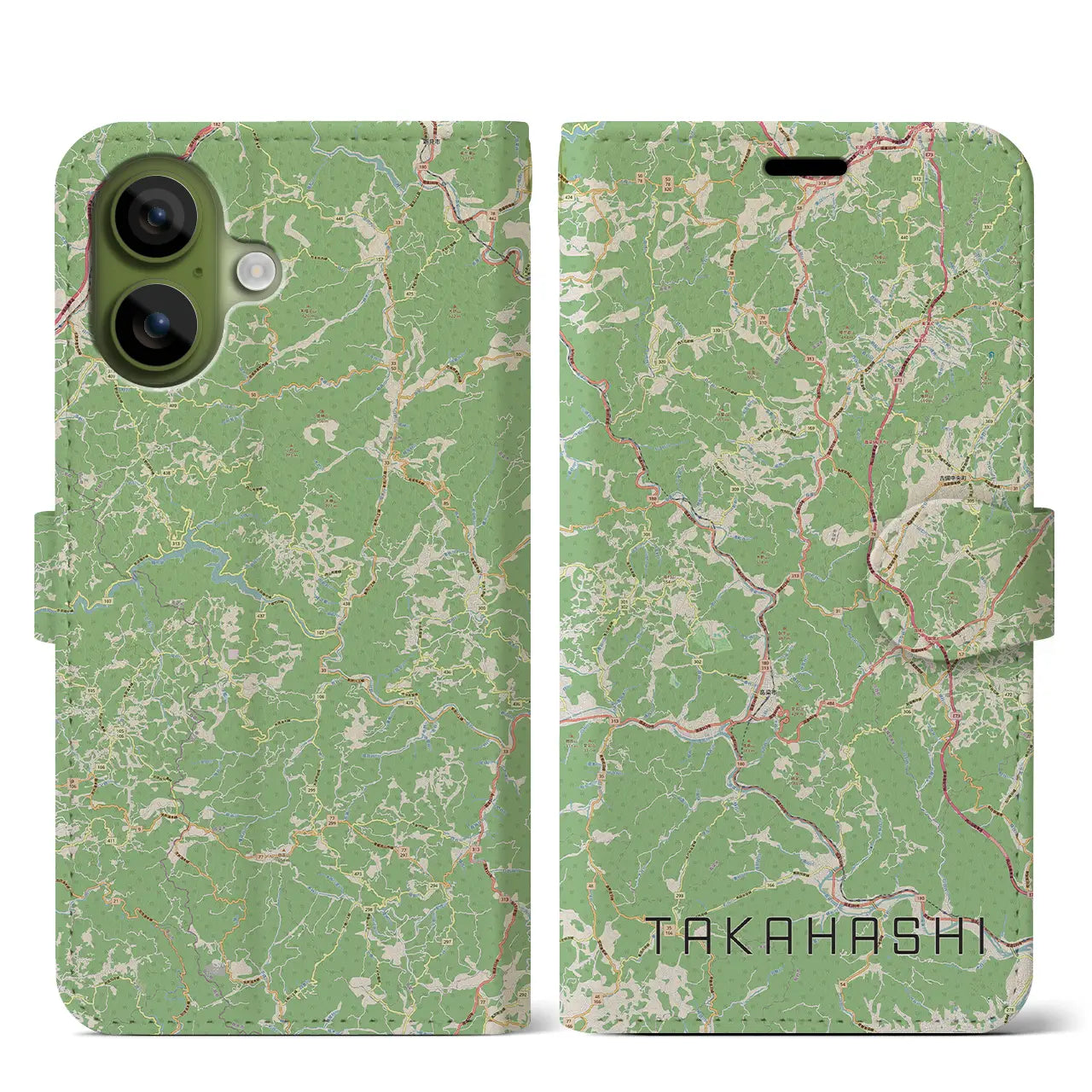 【高梁(岡山県)】地図柄iPhoneケース(手帳タイプ)