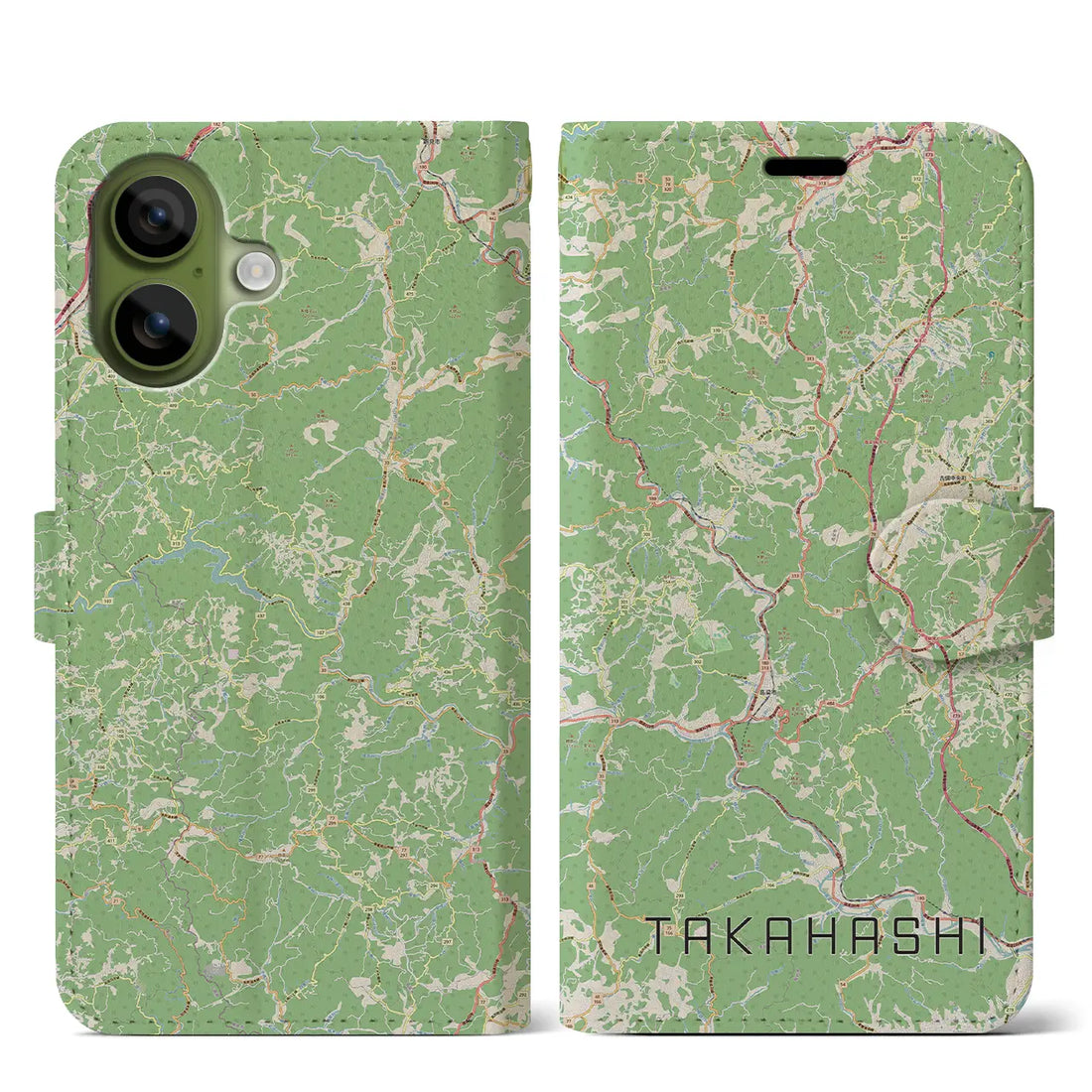 【高梁(岡山県)】地図柄iPhoneケース(手帳タイプ)ナチュラル・iPhone 17 Pro Max 用