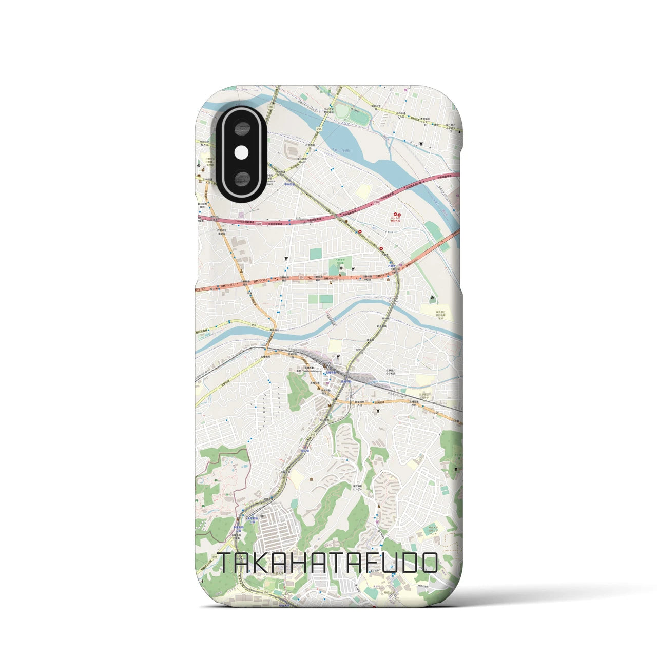 【高幡不動(東京都)】地図柄iPhoneケース(バックカバータイプ)