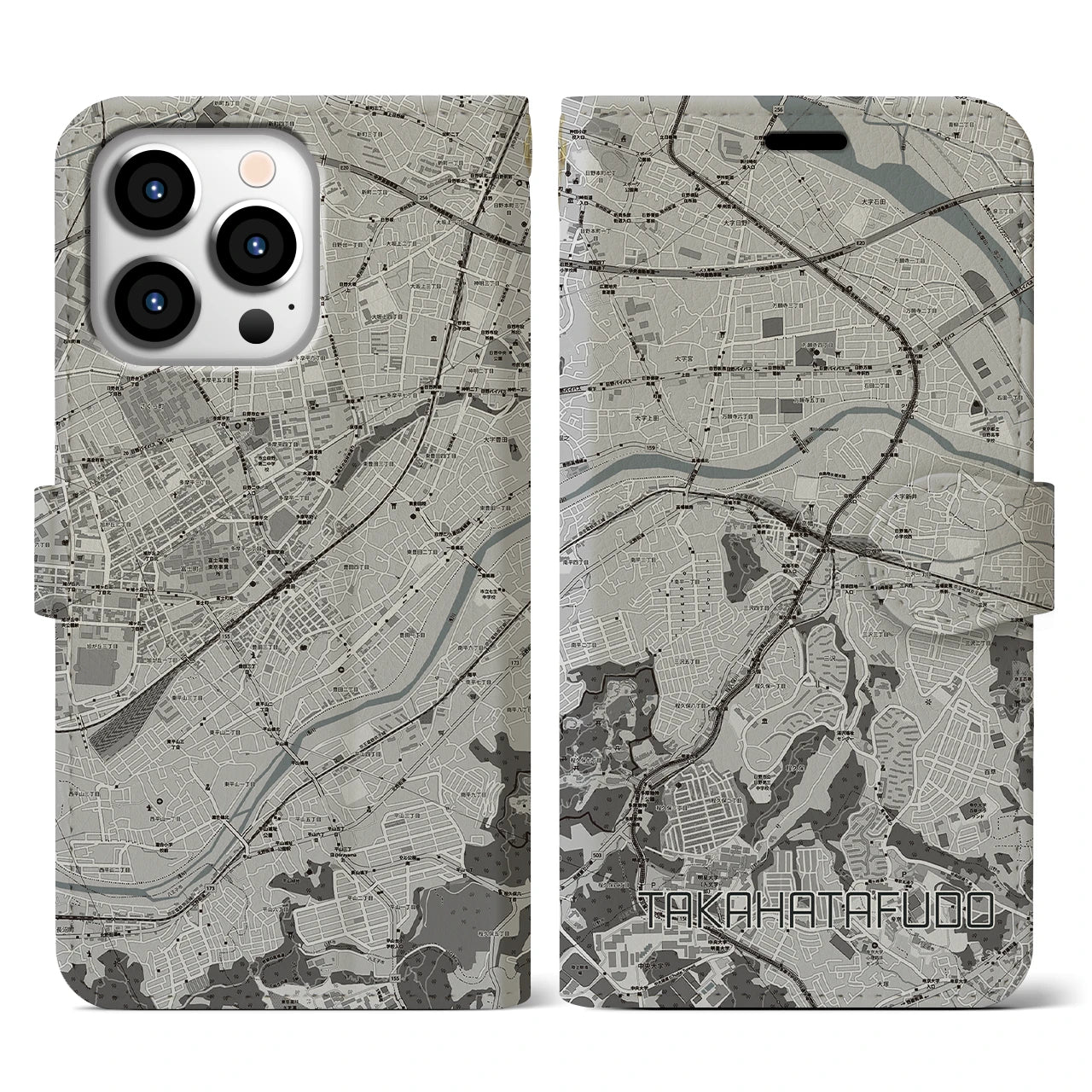 【高幡不動(東京都)】地図柄iPhoneケース(手帳タイプ)