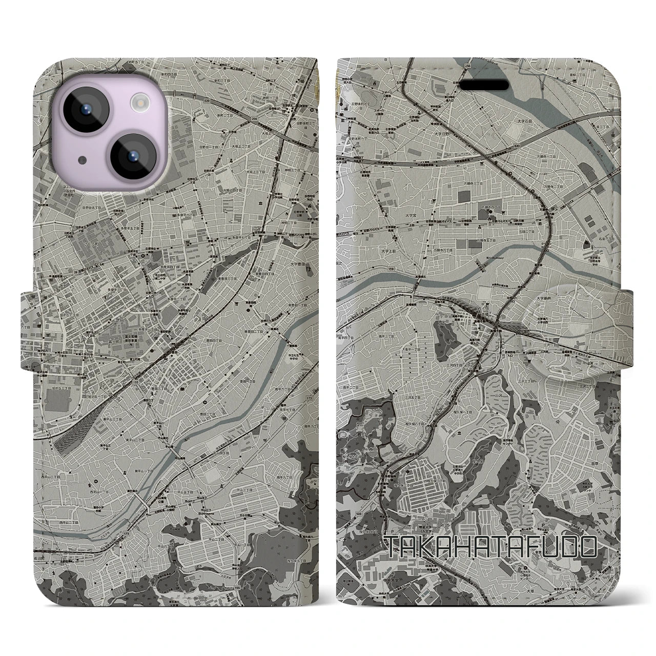 【高幡不動(東京都)】地図柄iPhoneケース(手帳タイプ)