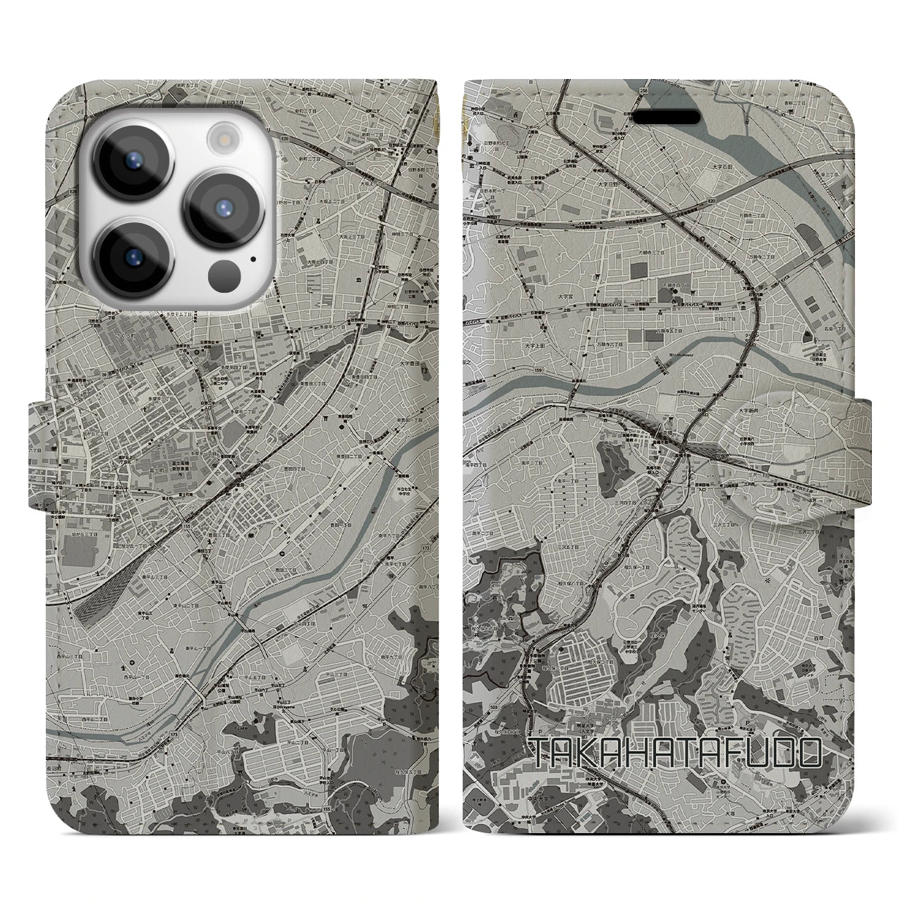 【高幡不動(東京都)】地図柄iPhoneケース(手帳タイプ)