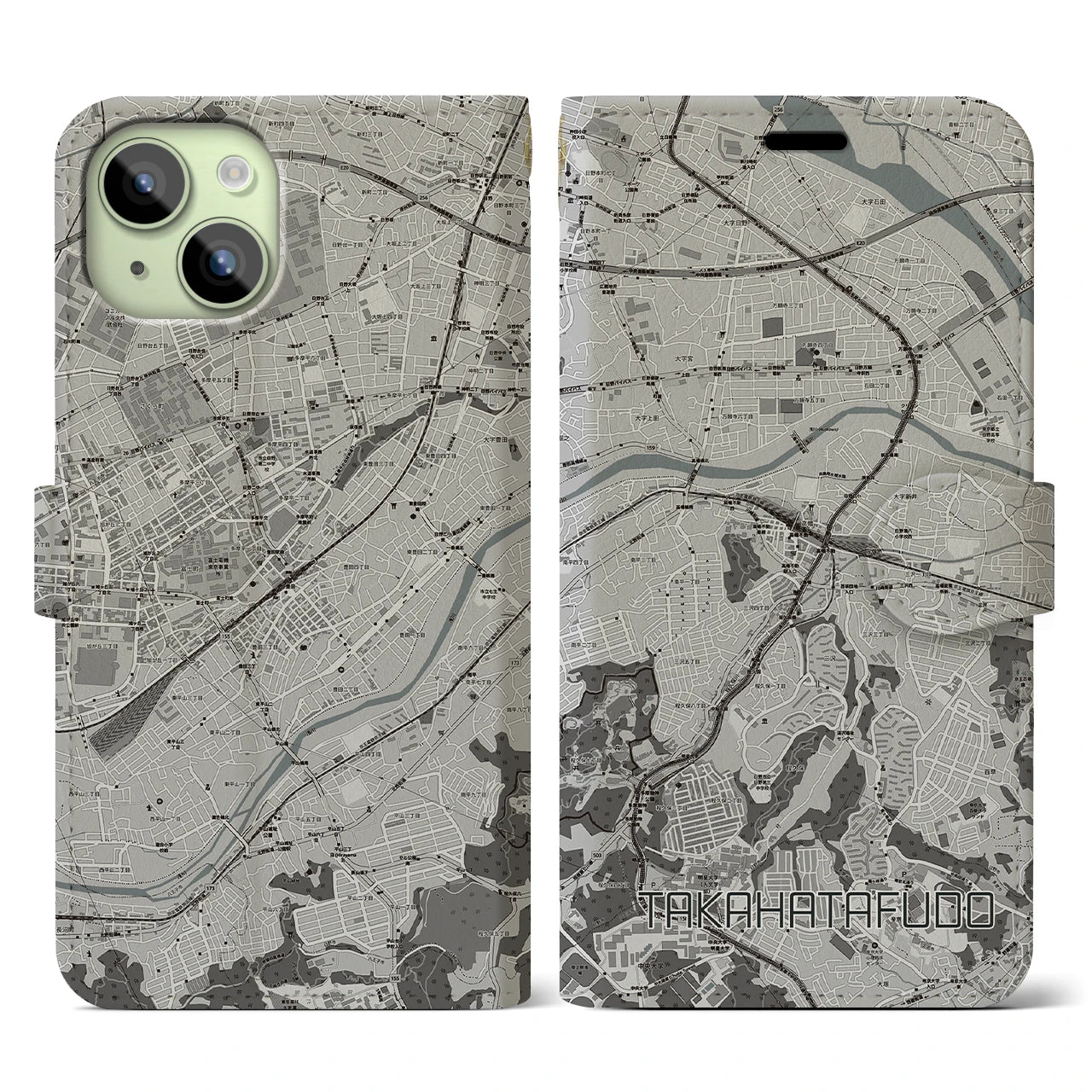 【高幡不動(東京都)】地図柄iPhoneケース(手帳タイプ)