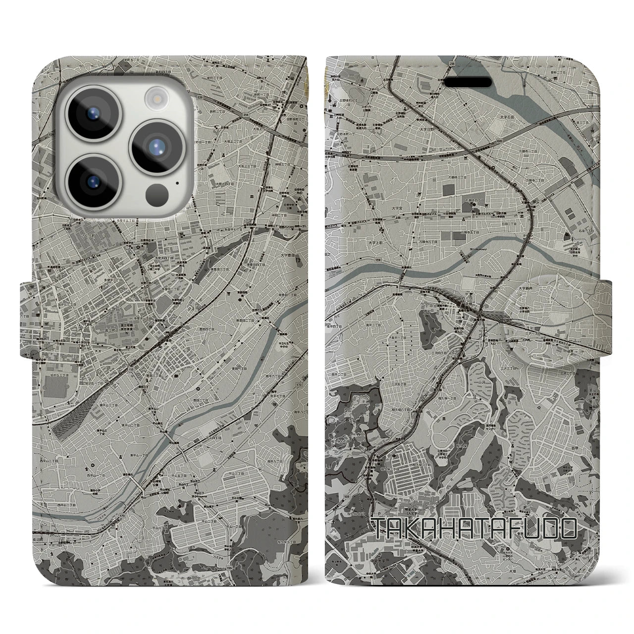 【高幡不動(東京都)】地図柄iPhoneケース(手帳タイプ)