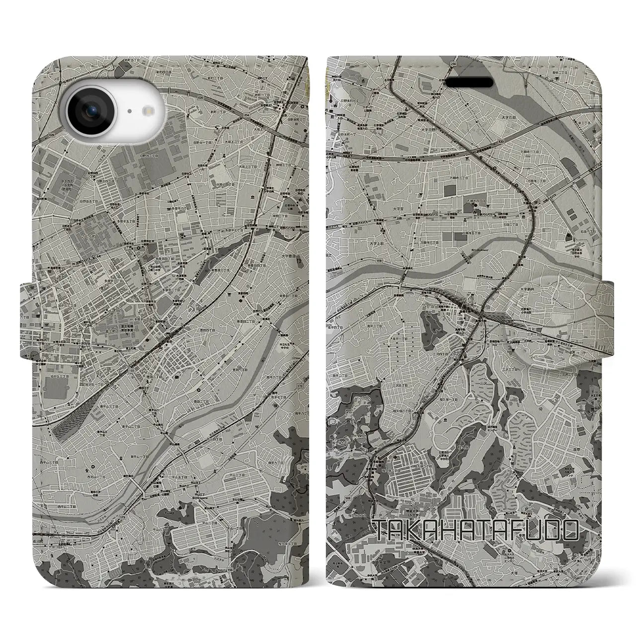 【高幡不動(東京都)】地図柄iPhoneケース(手帳タイプ)