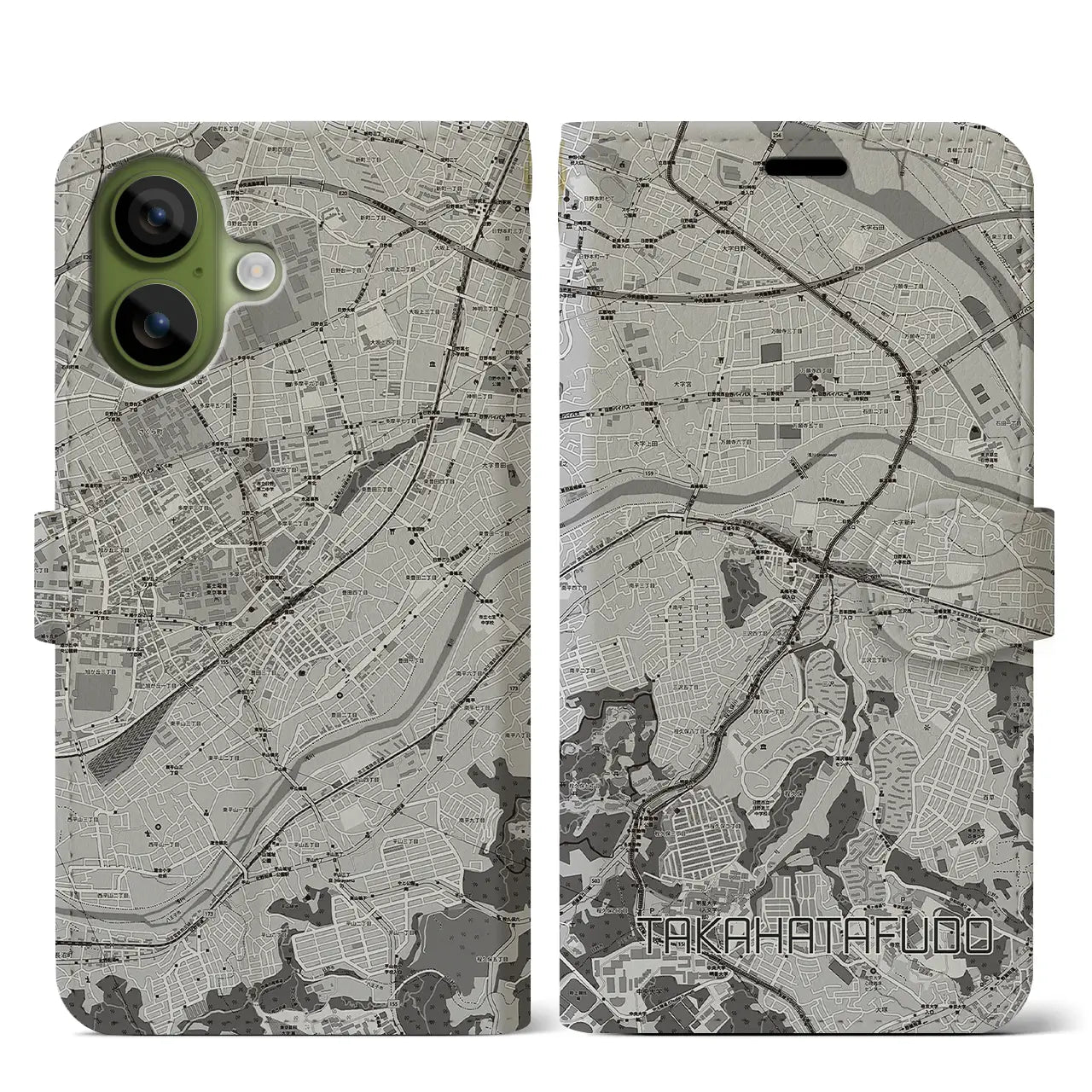 【高幡不動(東京都)】地図柄iPhoneケース(手帳タイプ)
