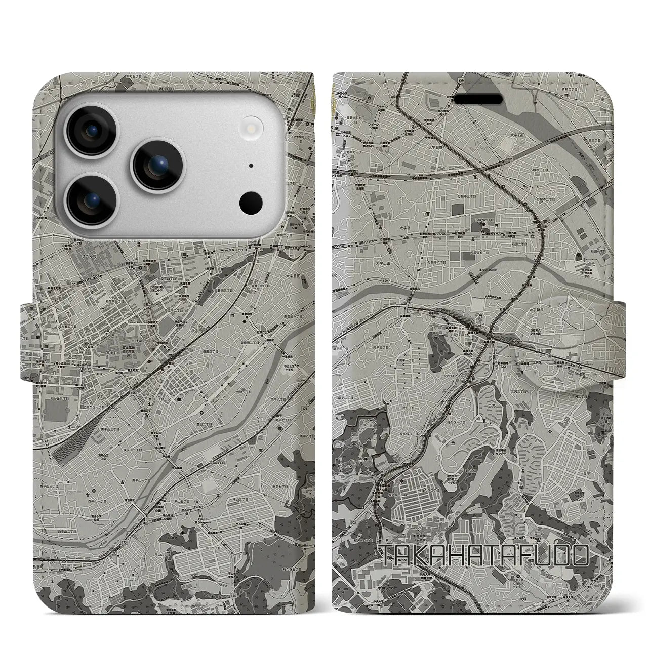 【高幡不動(東京都)】地図柄iPhoneケース(手帳タイプ)