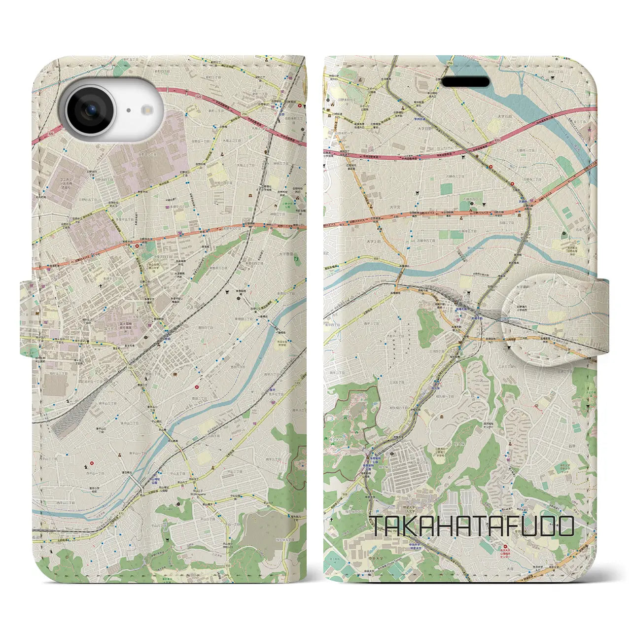 【高幡不動(東京都)】地図柄iPhoneケース(手帳タイプ)