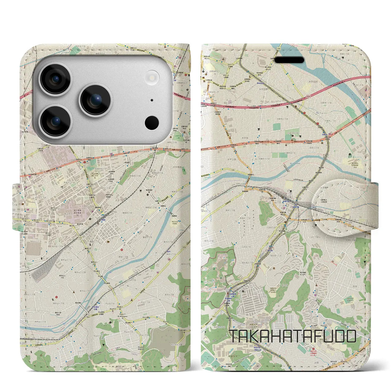 【高幡不動(東京都)】地図柄iPhoneケース(手帳タイプ)