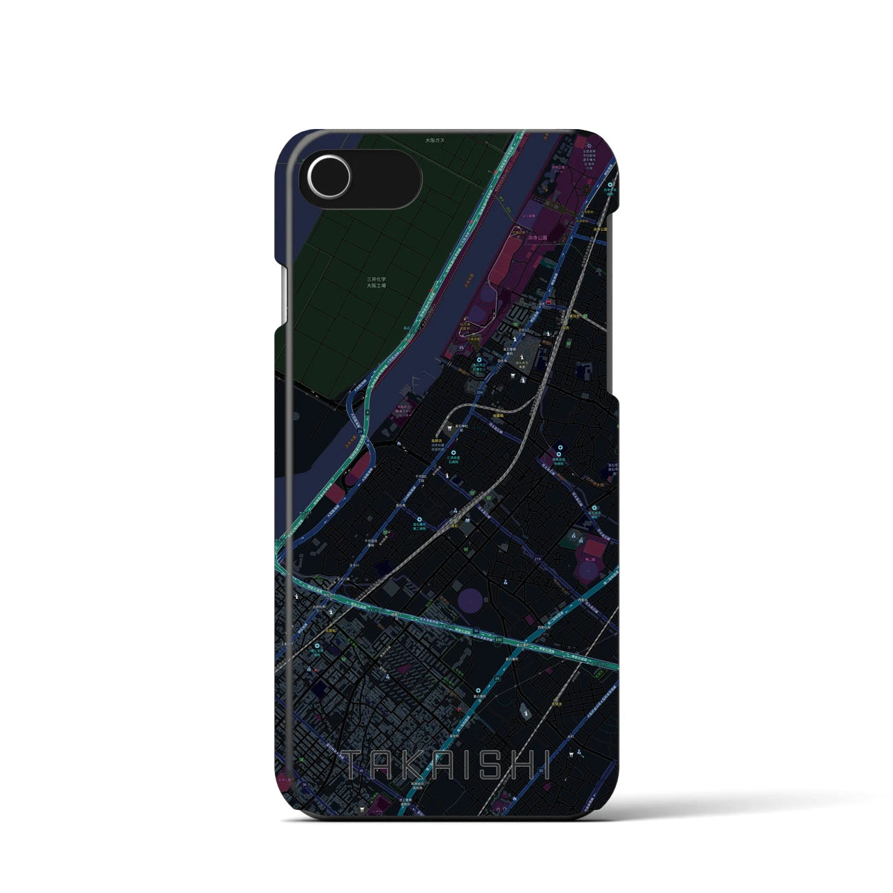 【高石(大阪府)】地図柄iPhoneケース(バックカバータイプ)