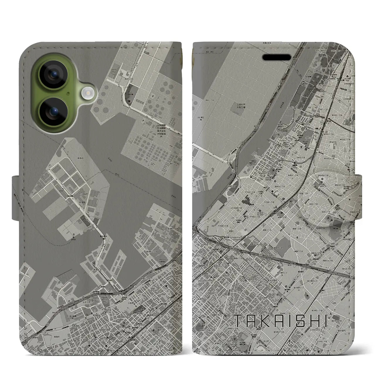 【高石(大阪府)】地図柄iPhoneケース(手帳タイプ)