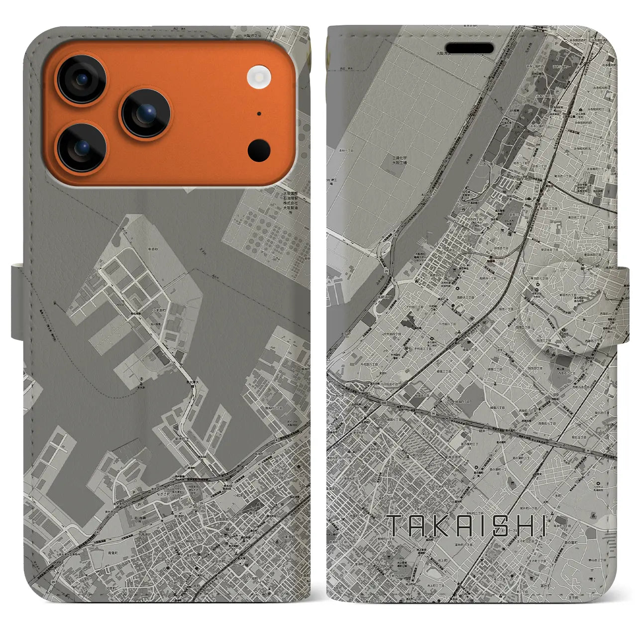 【高石(大阪府)】地図柄iPhoneケース(手帳タイプ)