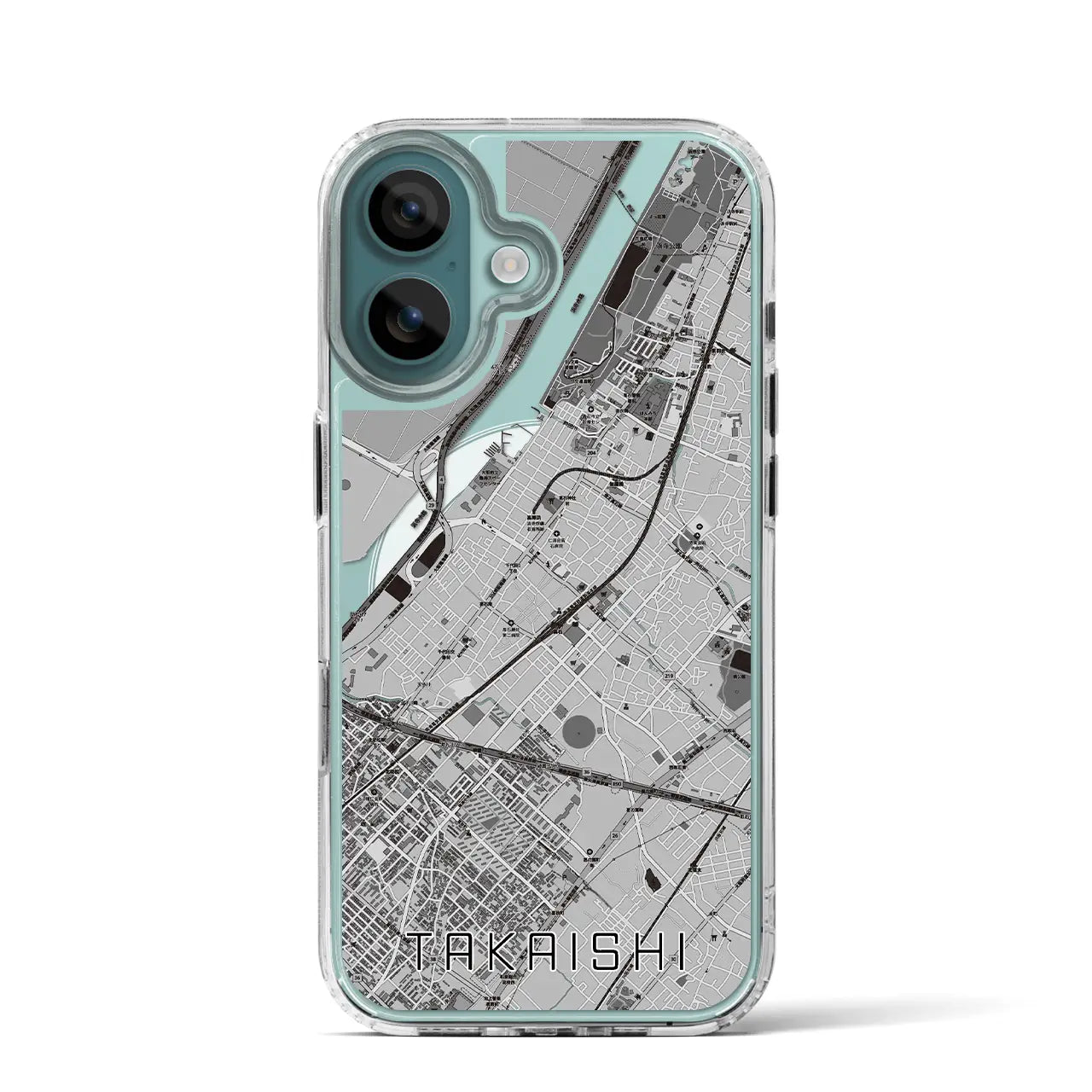 【高石(大阪府)】地図柄iPhoneケース(MagSafeタイプ)モノトーン・iPhone 16 Pro 用