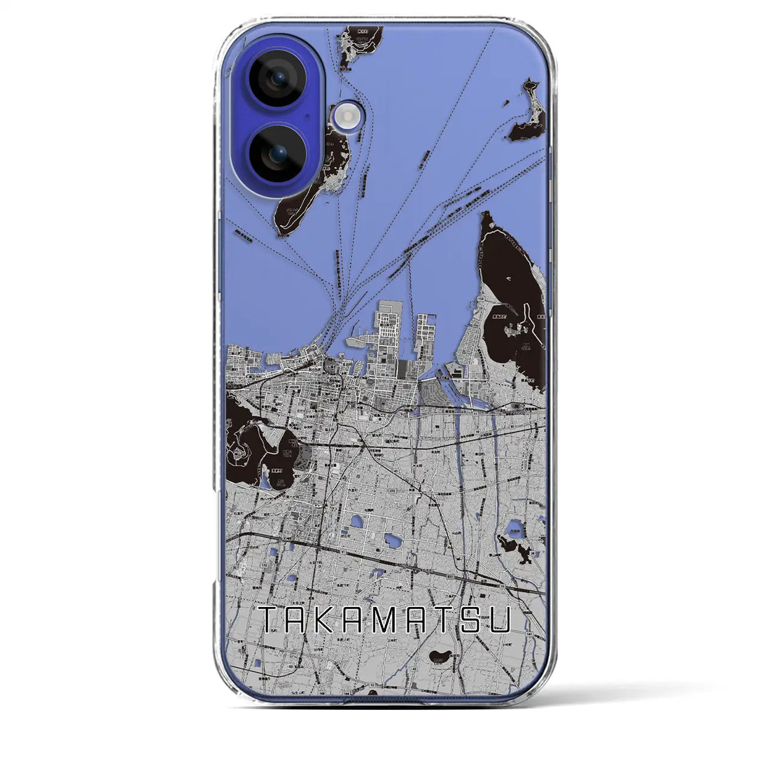 【高松(香川県)】地図柄iPhoneケース(クリアタイプ)モノトーン・iPhone 16 Pro Max 用