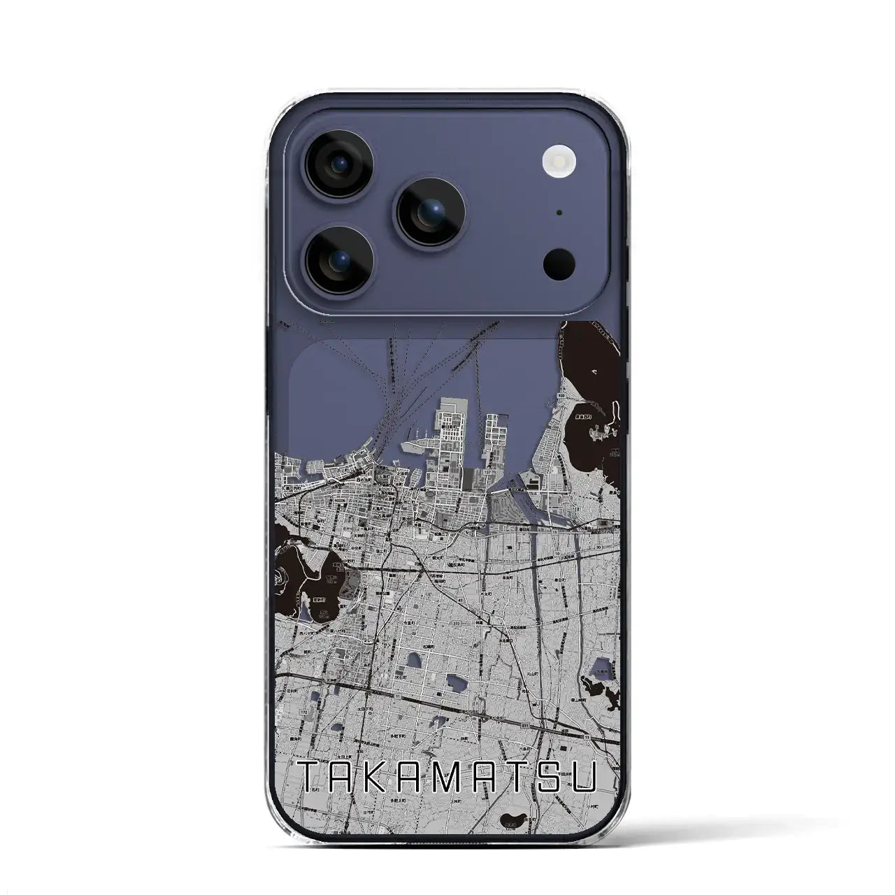 【高松(香川県)】地図柄iPhoneケース(クリアタイプ)モノトーン・iPhone 17 Pro Max 用