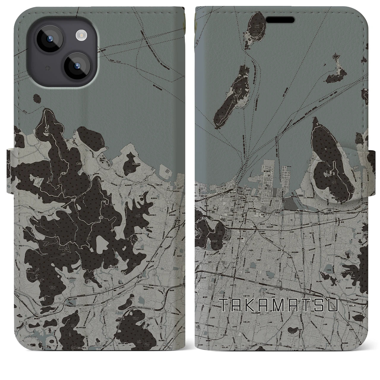 【高松(香川県)】地図柄iPhoneケース(手帳タイプ)