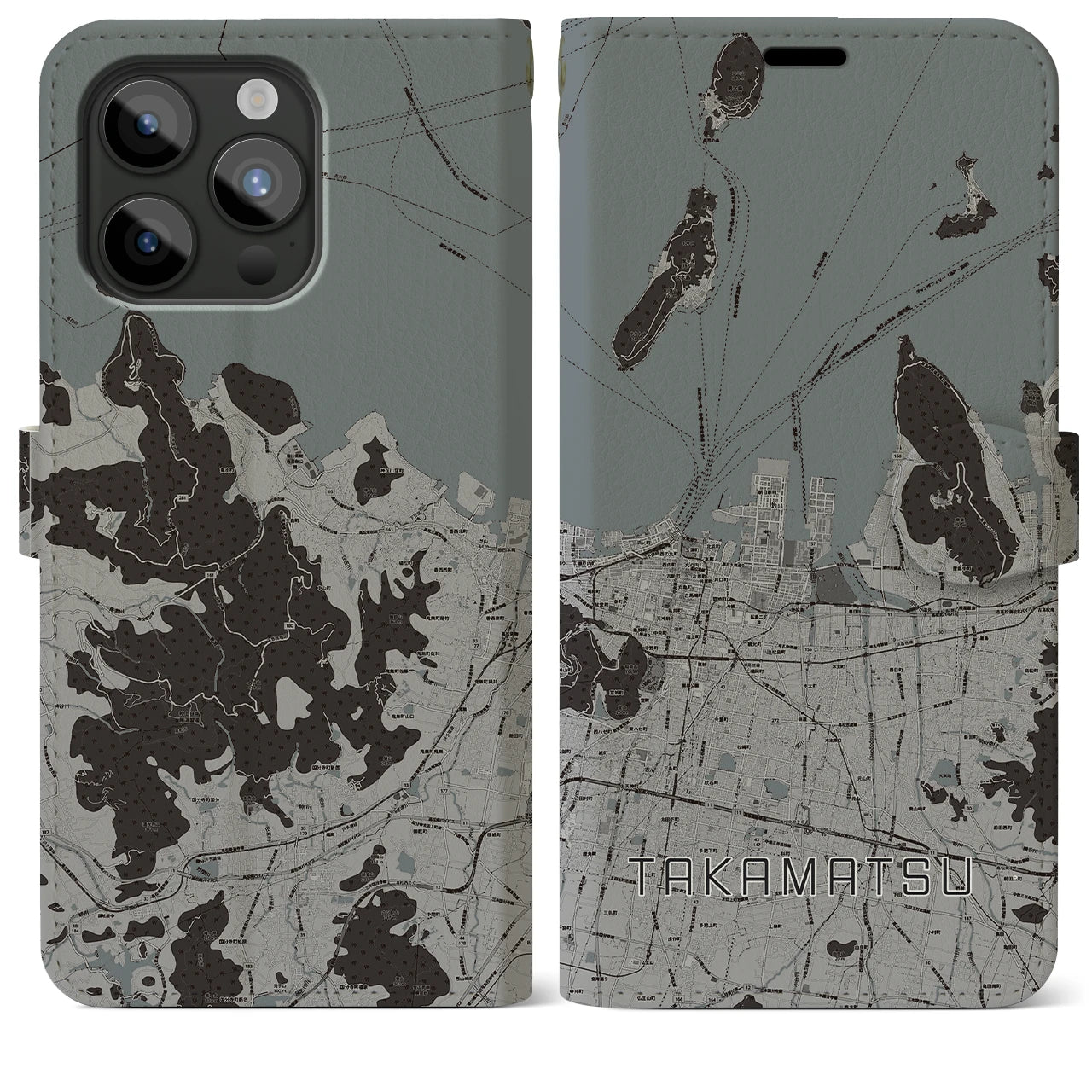 【高松(香川県)】地図柄iPhoneケース(手帳タイプ)