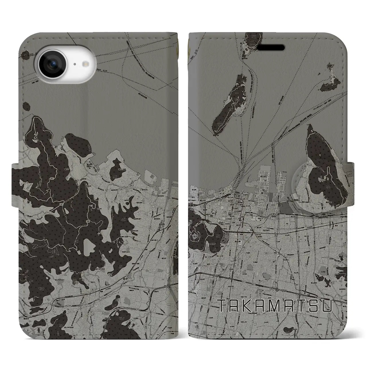 【高松(香川県)】地図柄iPhoneケース(手帳タイプ)
