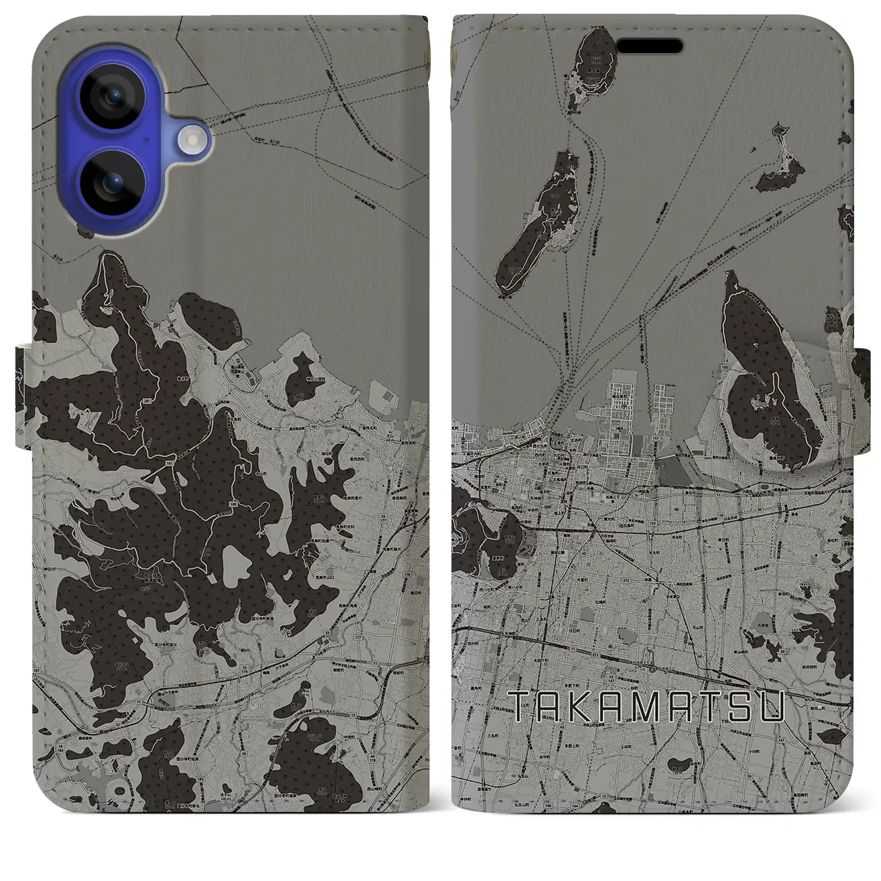 【高松(香川県)】地図柄iPhoneケース(手帳タイプ)