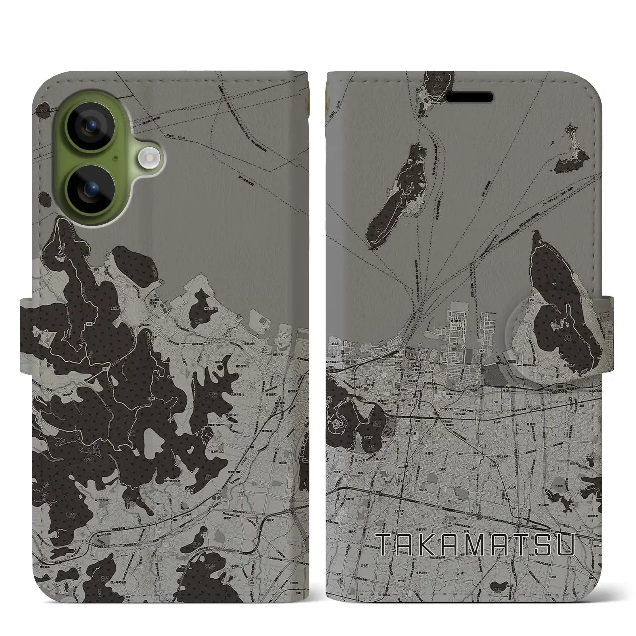 【高松(香川県)】地図柄iPhoneケース(手帳タイプ)