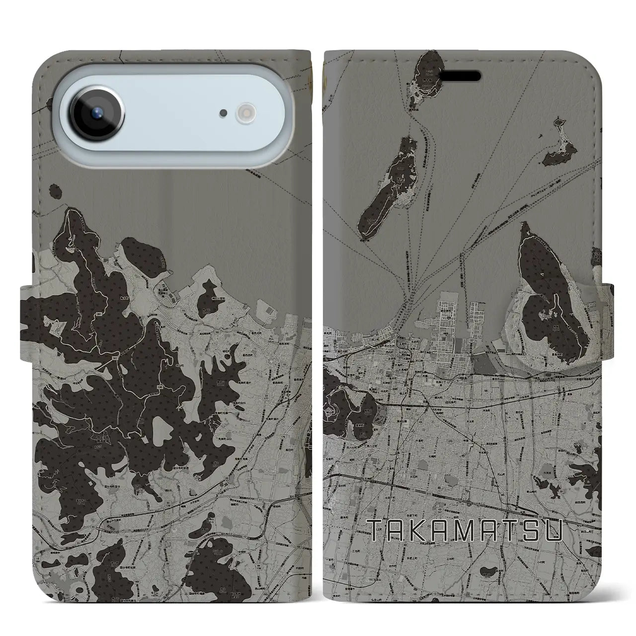 【高松(香川県)】地図柄iPhoneケース(手帳タイプ)