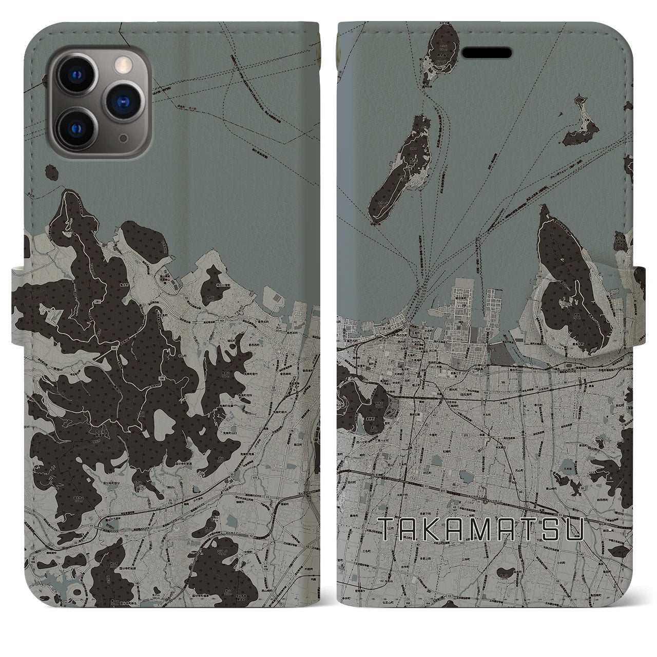 【高松(香川県)】地図柄iPhoneケース(手帳タイプ)