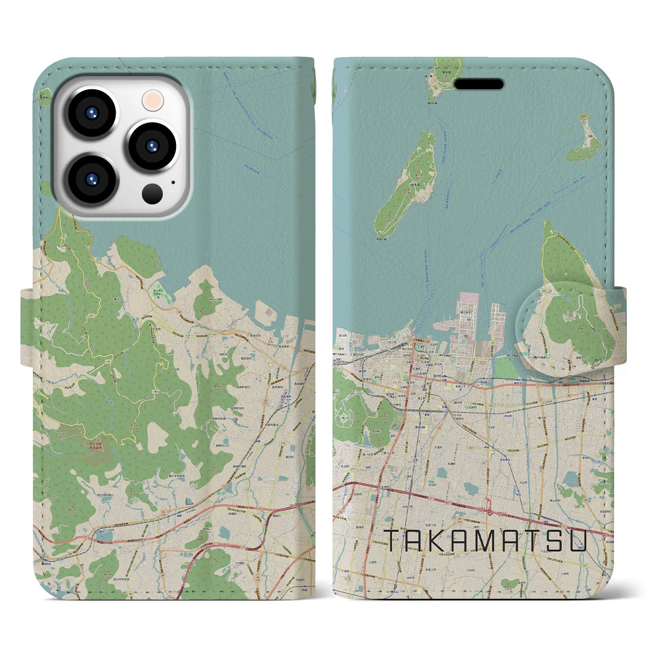 【高松(香川県)】地図柄iPhoneケース(手帳タイプ)