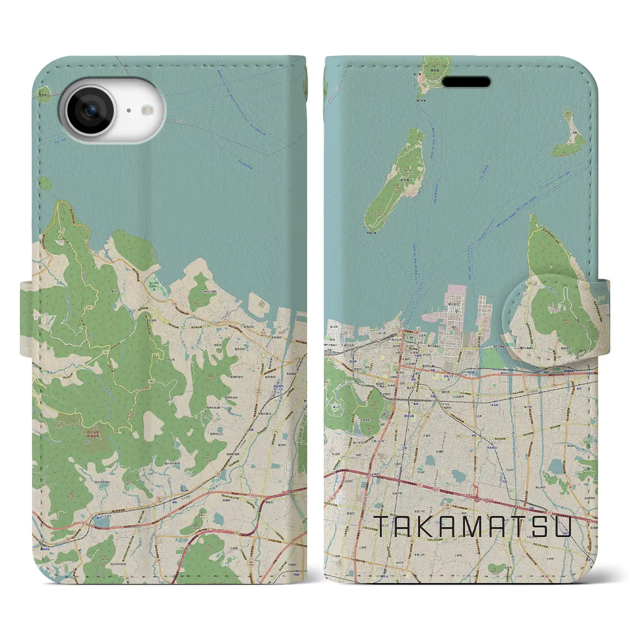 【高松(香川県)】地図柄iPhoneケース(手帳タイプ)