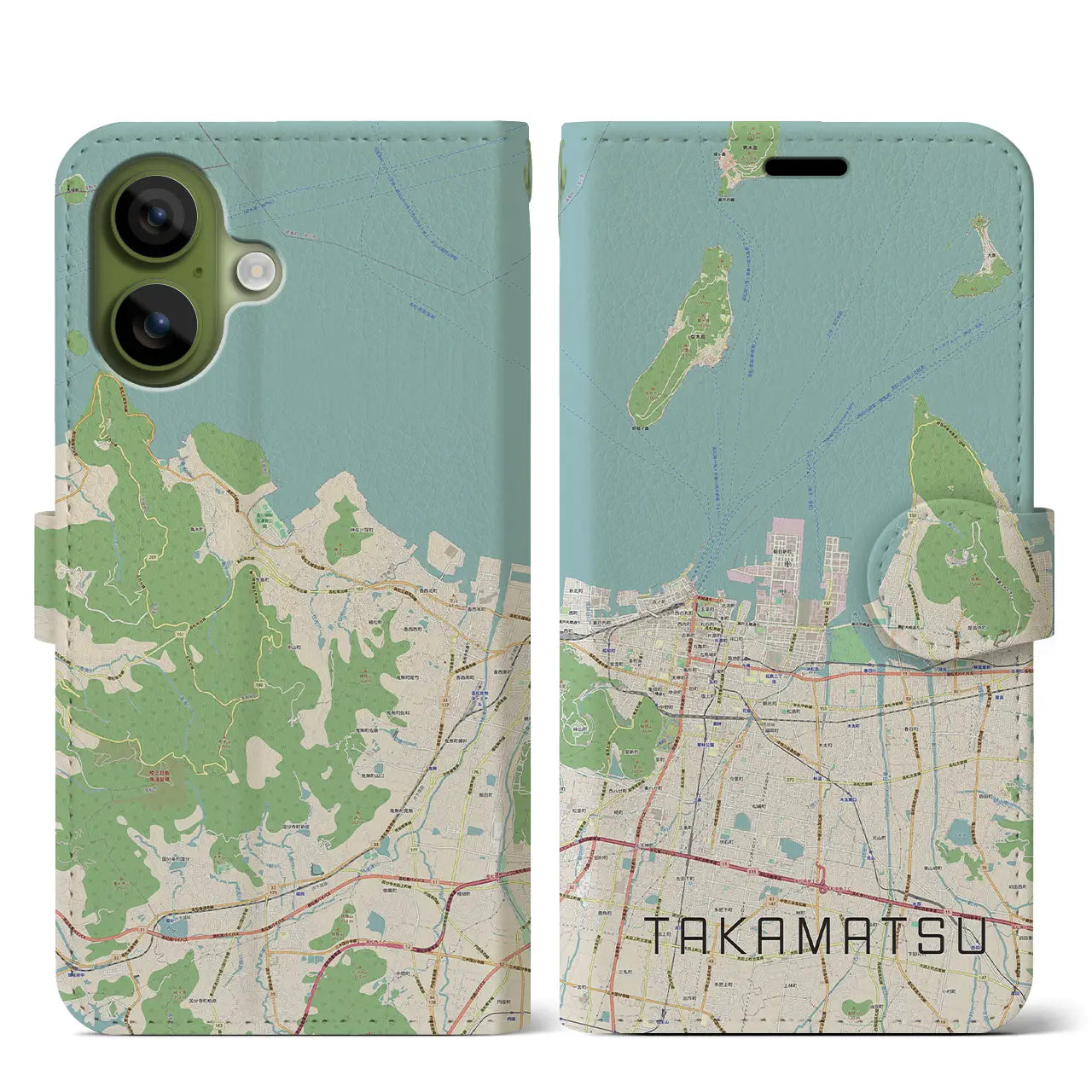 【高松(香川県)】地図柄iPhoneケース(手帳タイプ)