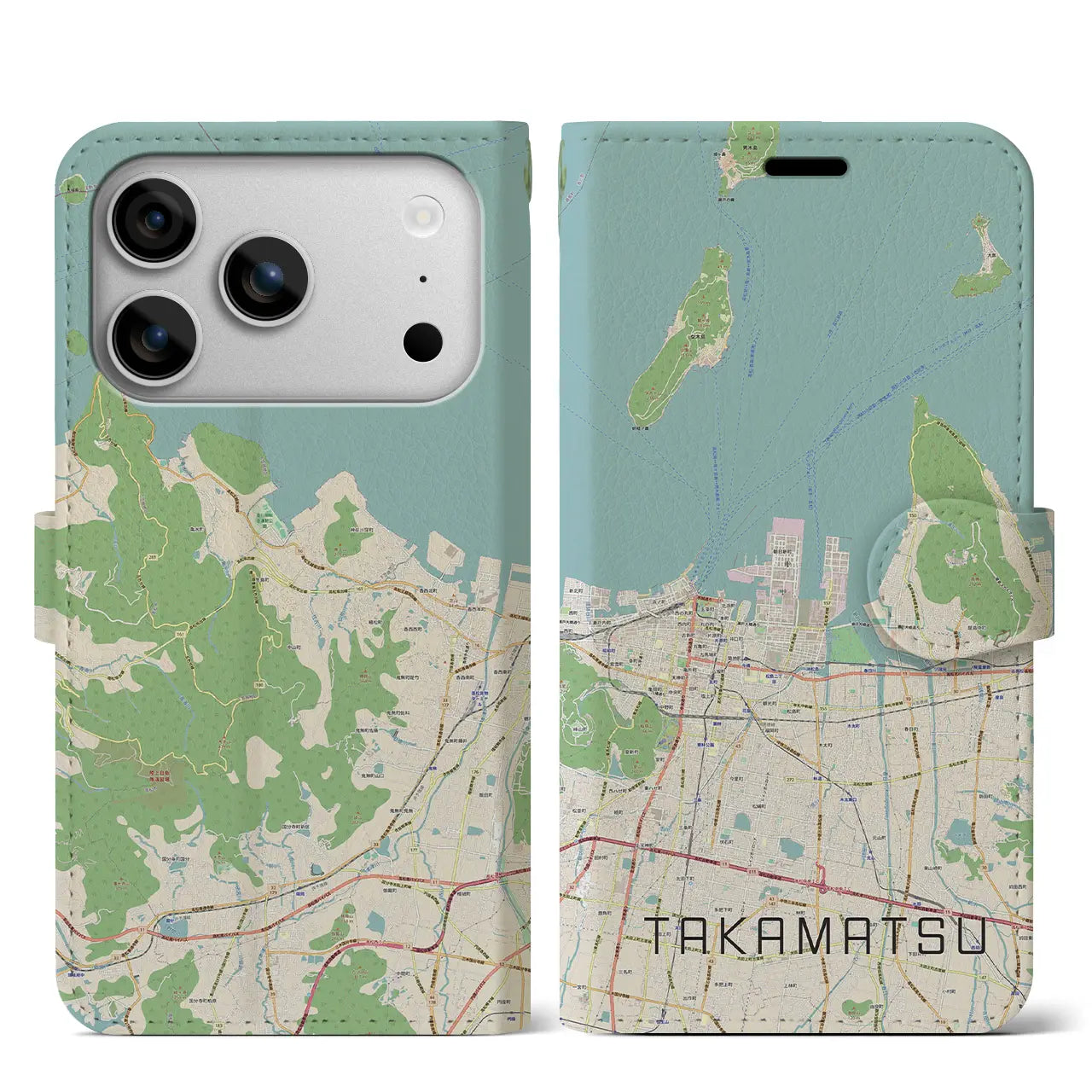 【高松(香川県)】地図柄iPhoneケース(手帳タイプ)