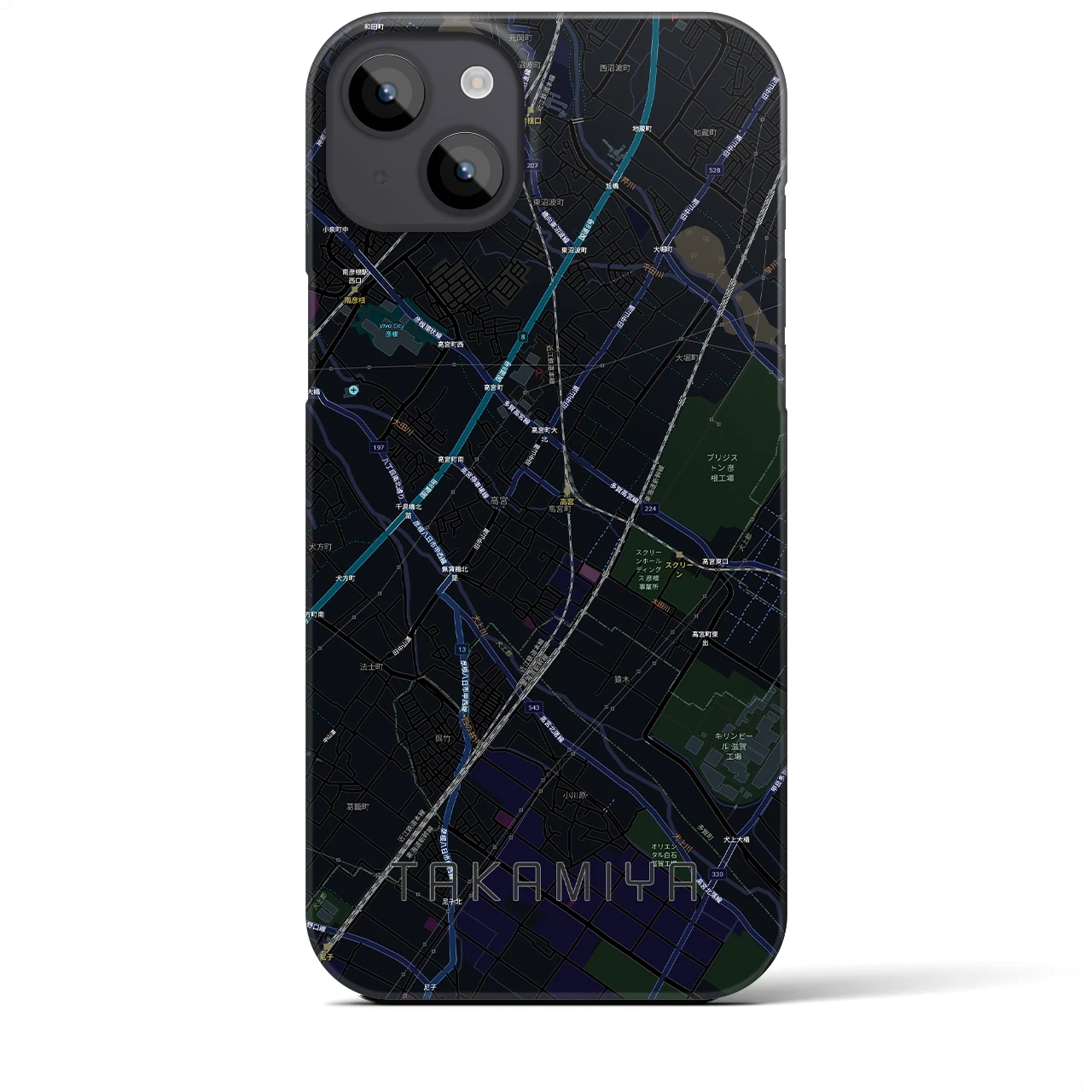 【高宮(滋賀県)】地図柄iPhoneケース(バックカバータイプ)