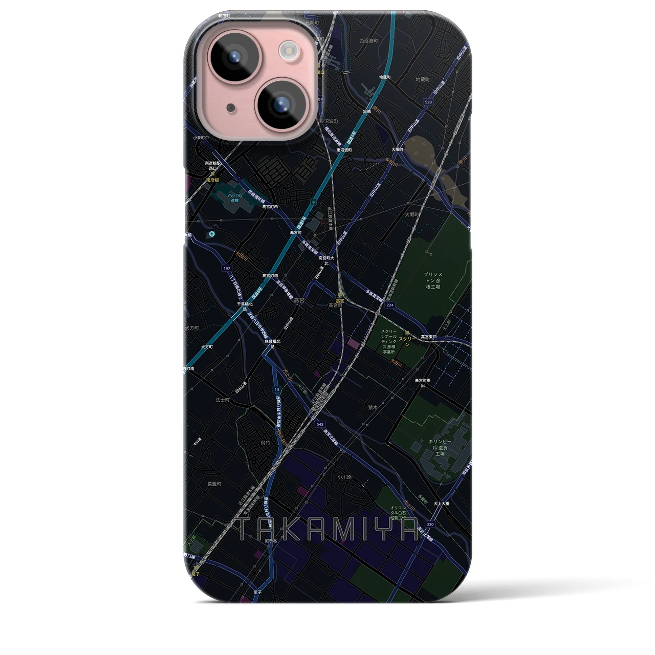 【高宮(滋賀県)】地図柄iPhoneケース(バックカバータイプ)