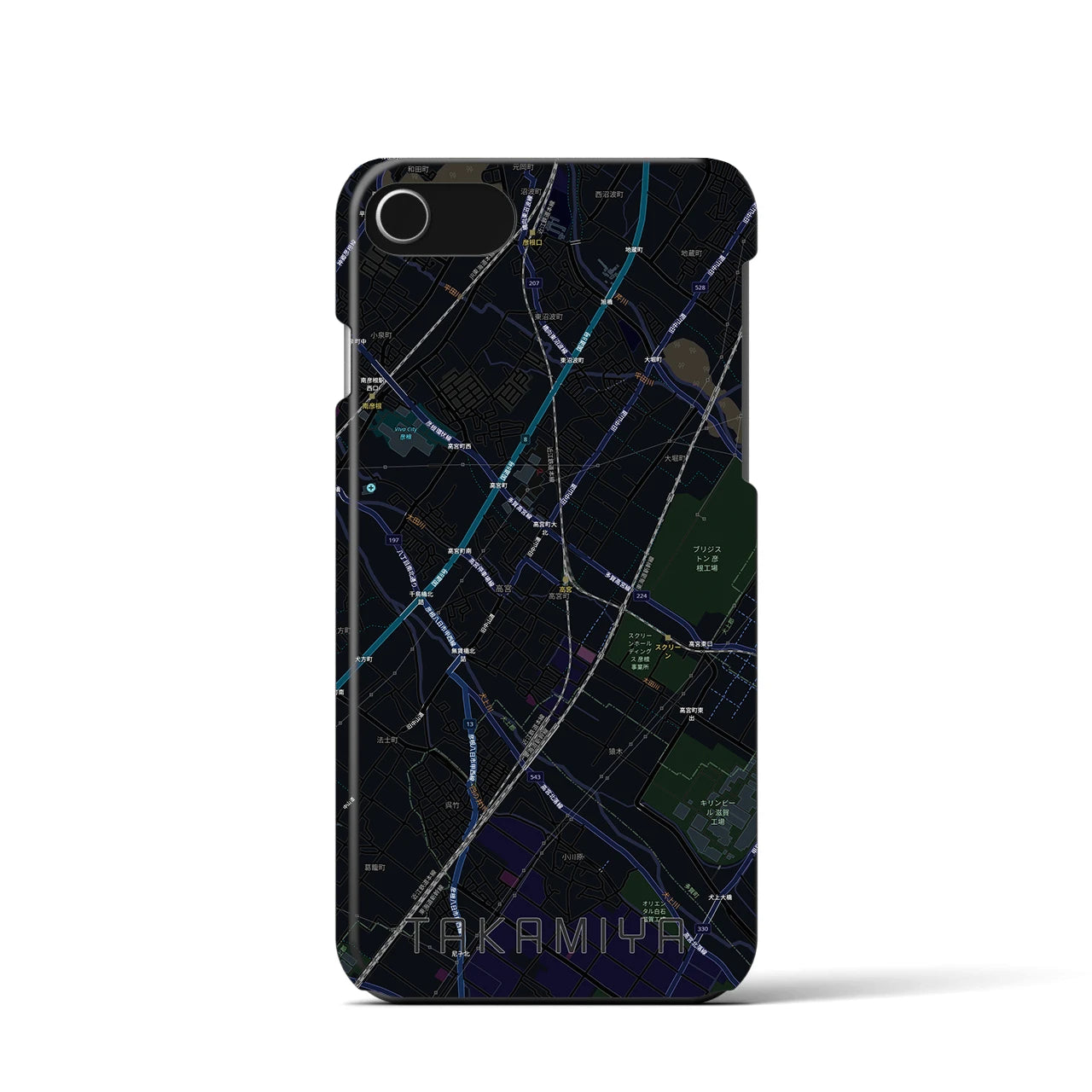 【高宮(滋賀県)】地図柄iPhoneケース(バックカバータイプ)