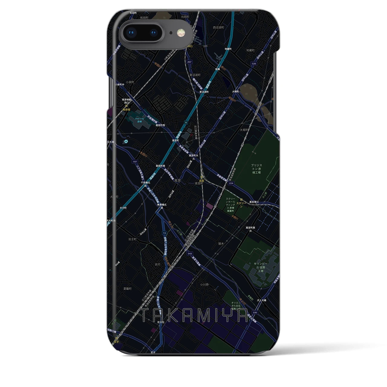 【高宮(滋賀県)】地図柄iPhoneケース(バックカバータイプ)
