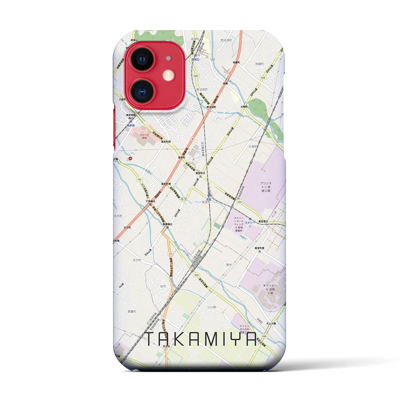 【高宮(滋賀県)】地図柄iPhoneケース(バックカバータイプ)