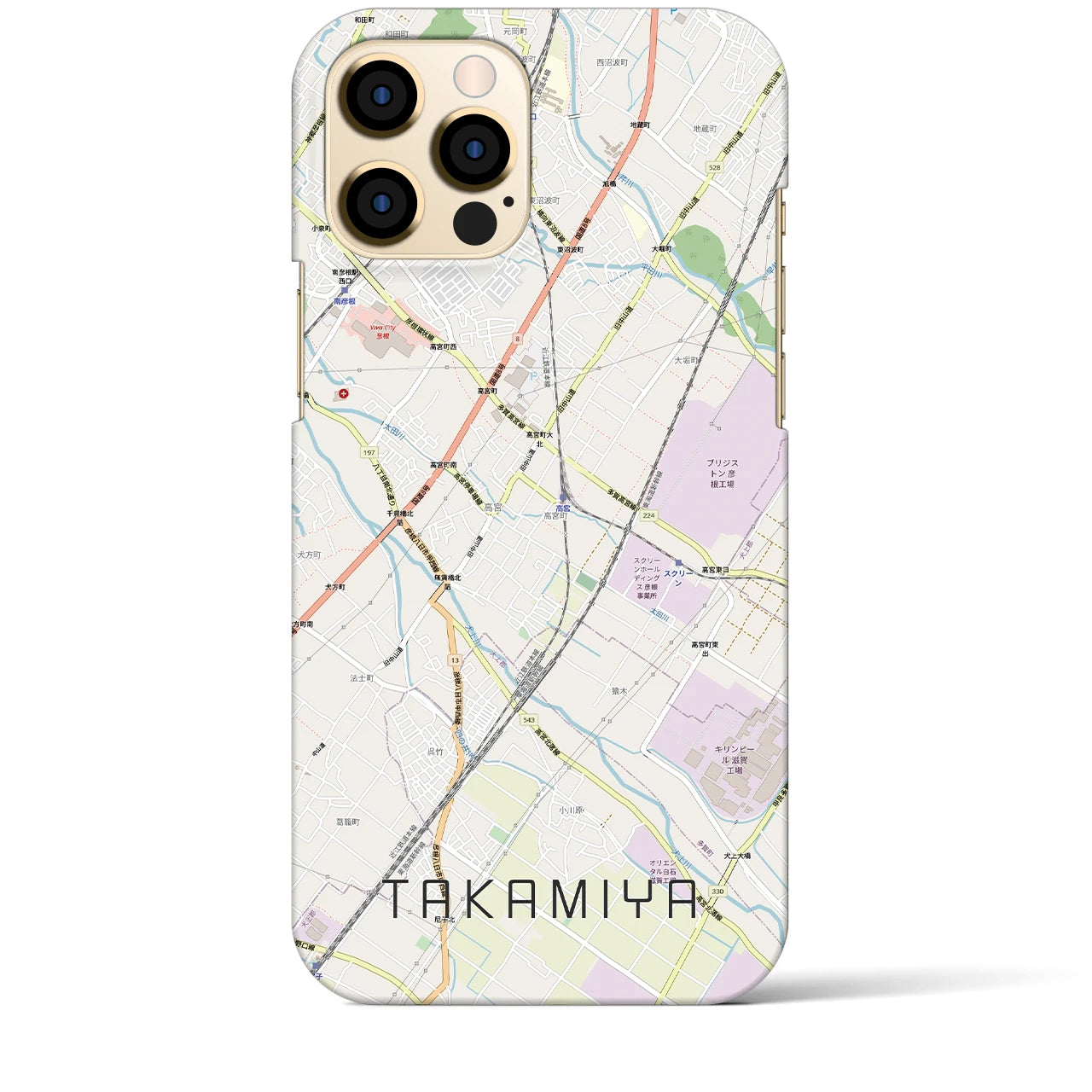 【高宮(滋賀県)】地図柄iPhoneケース(バックカバータイプ)