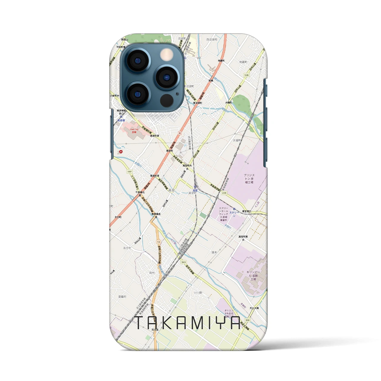 【高宮(滋賀県)】地図柄iPhoneケース(バックカバータイプ)