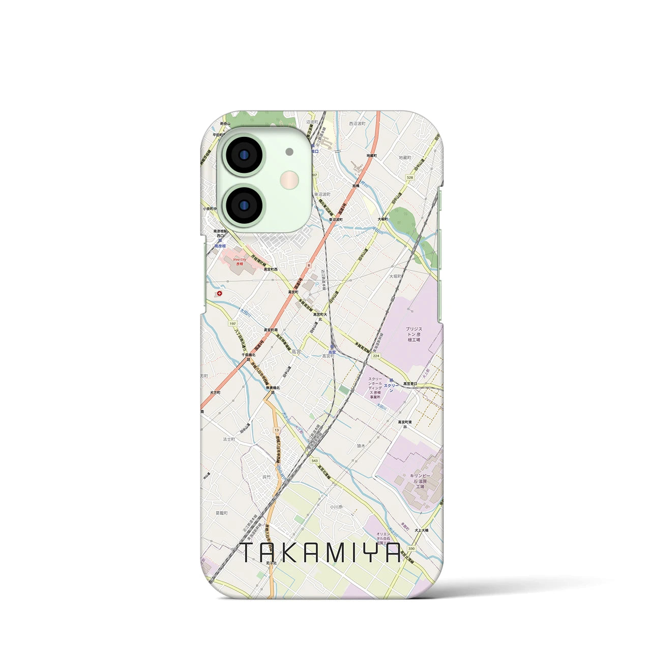 【高宮(滋賀県)】地図柄iPhoneケース(バックカバータイプ)