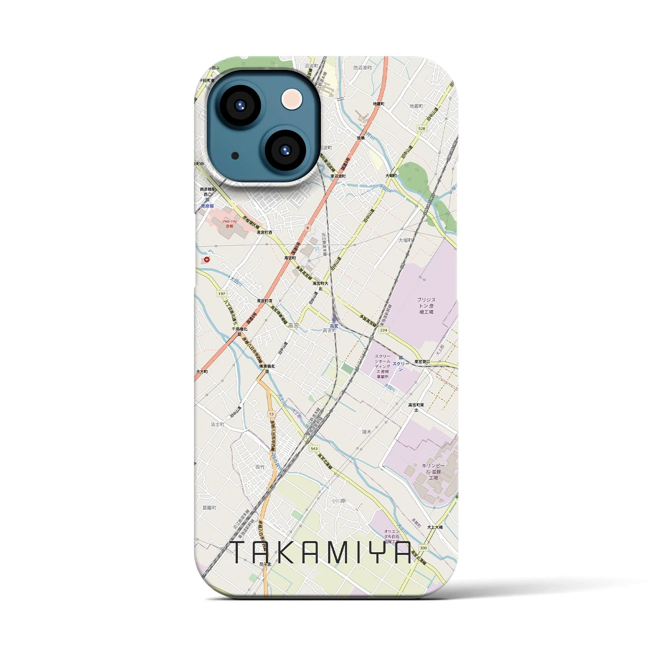 【高宮(滋賀県)】地図柄iPhoneケース(バックカバータイプ)