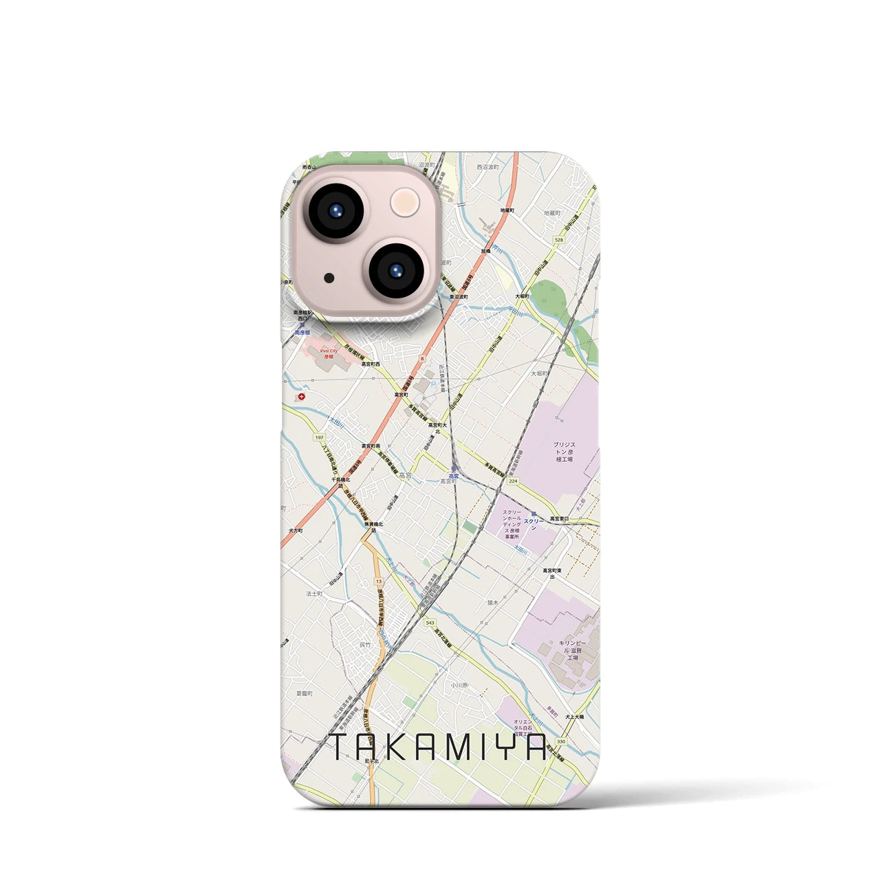 【高宮(滋賀県)】地図柄iPhoneケース(バックカバータイプ)